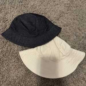 2 Baby Gap Hat Sets. White and Jean material with silver Sparkles